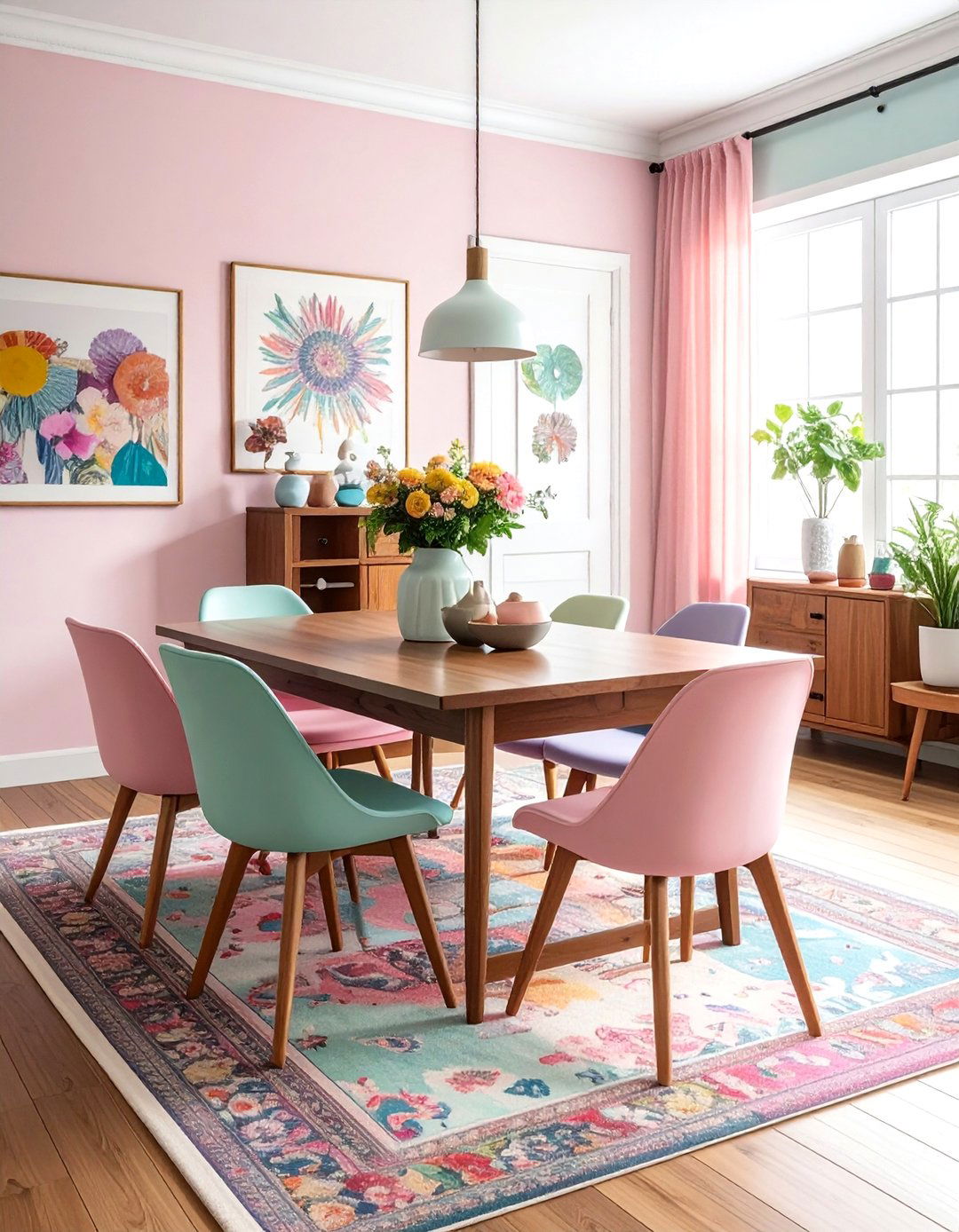 Pastel Eclectic Dining Room - 30 pastel dining room ideas