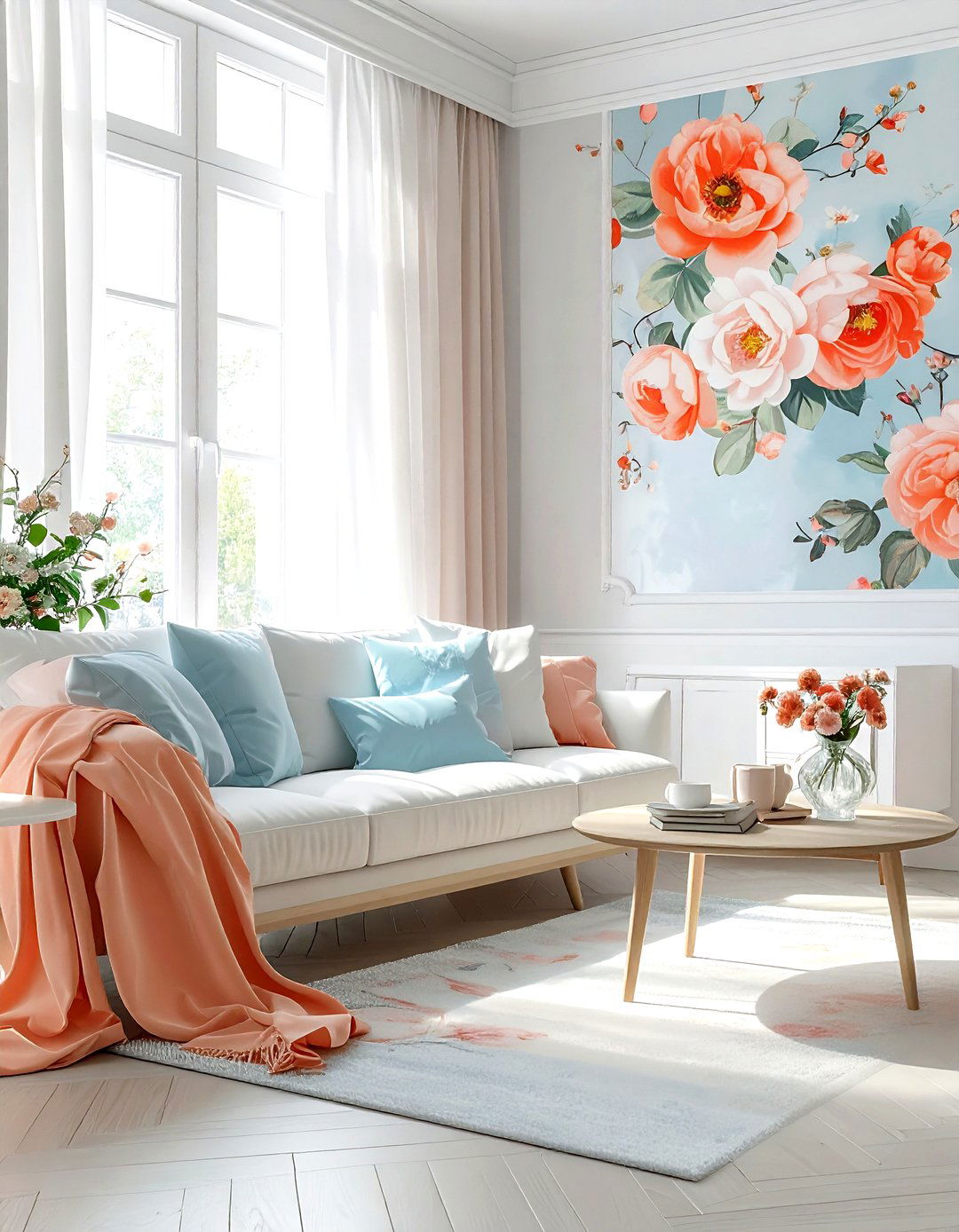 Pastel Floral Wallpaper - 30 living room botanical wallpapers