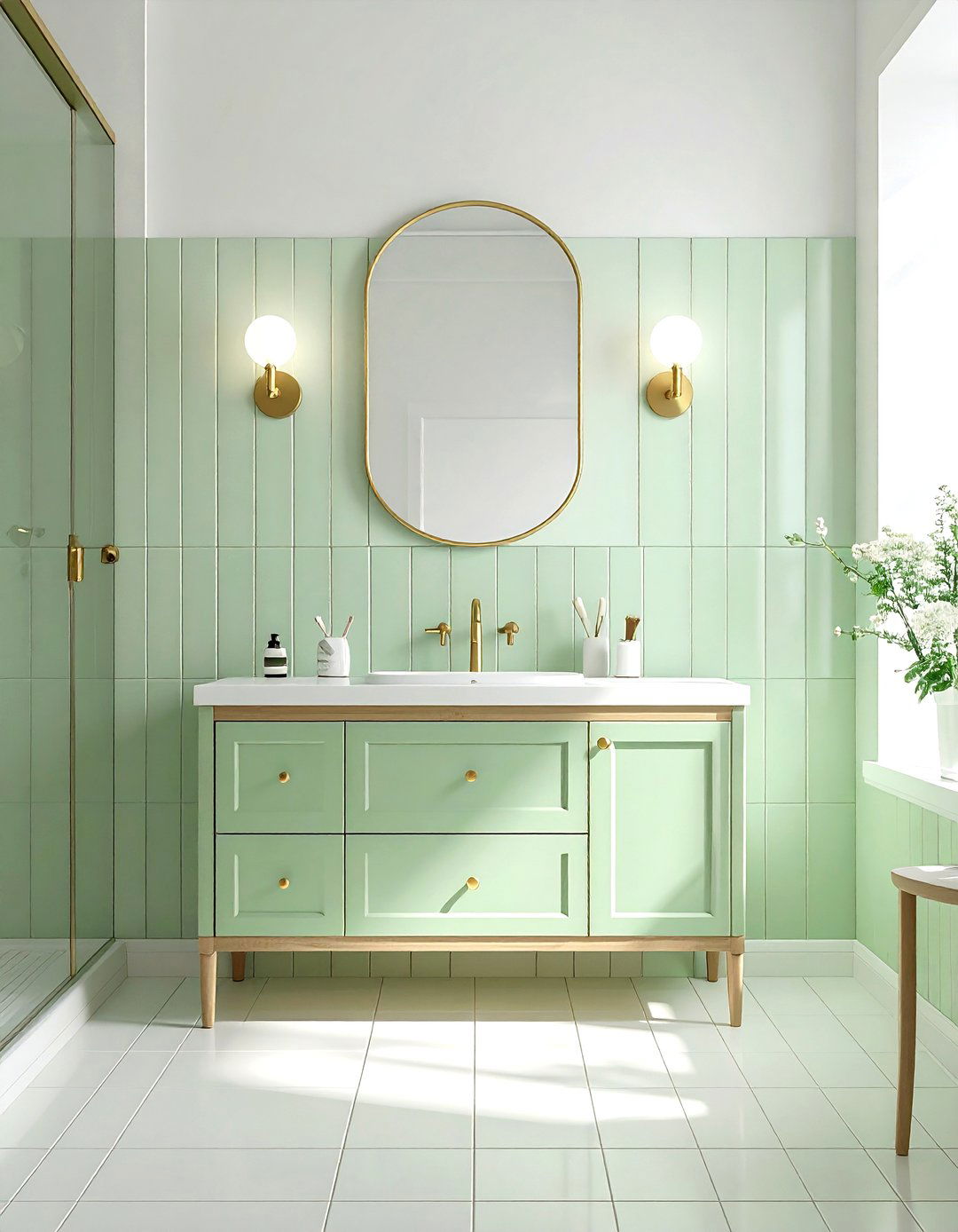 Pastel Green Bathroom - 30 mid-century modern bathroom ideas
