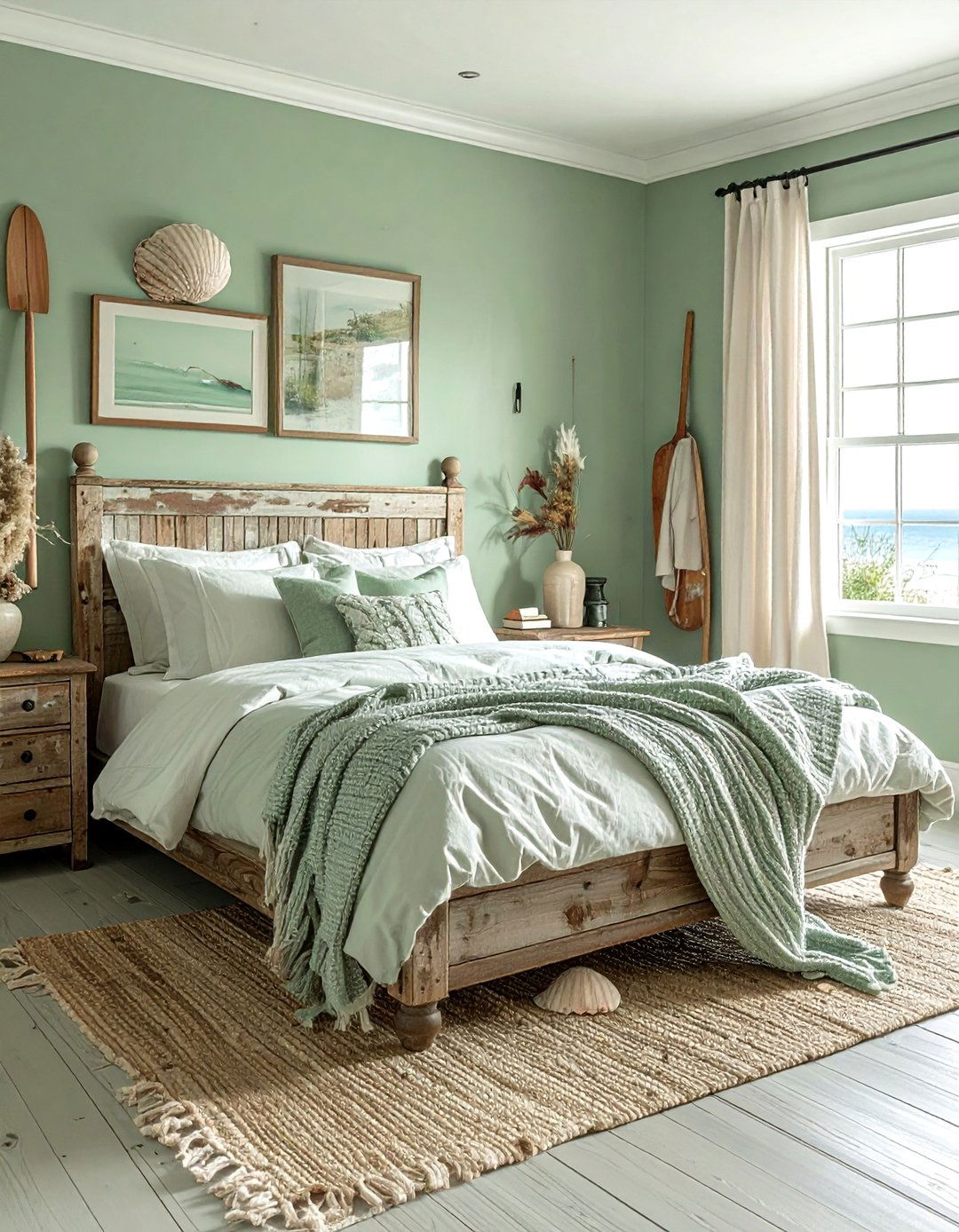 Pastel Green Beach House Bedroom - 30 coastal green bedroom ideas