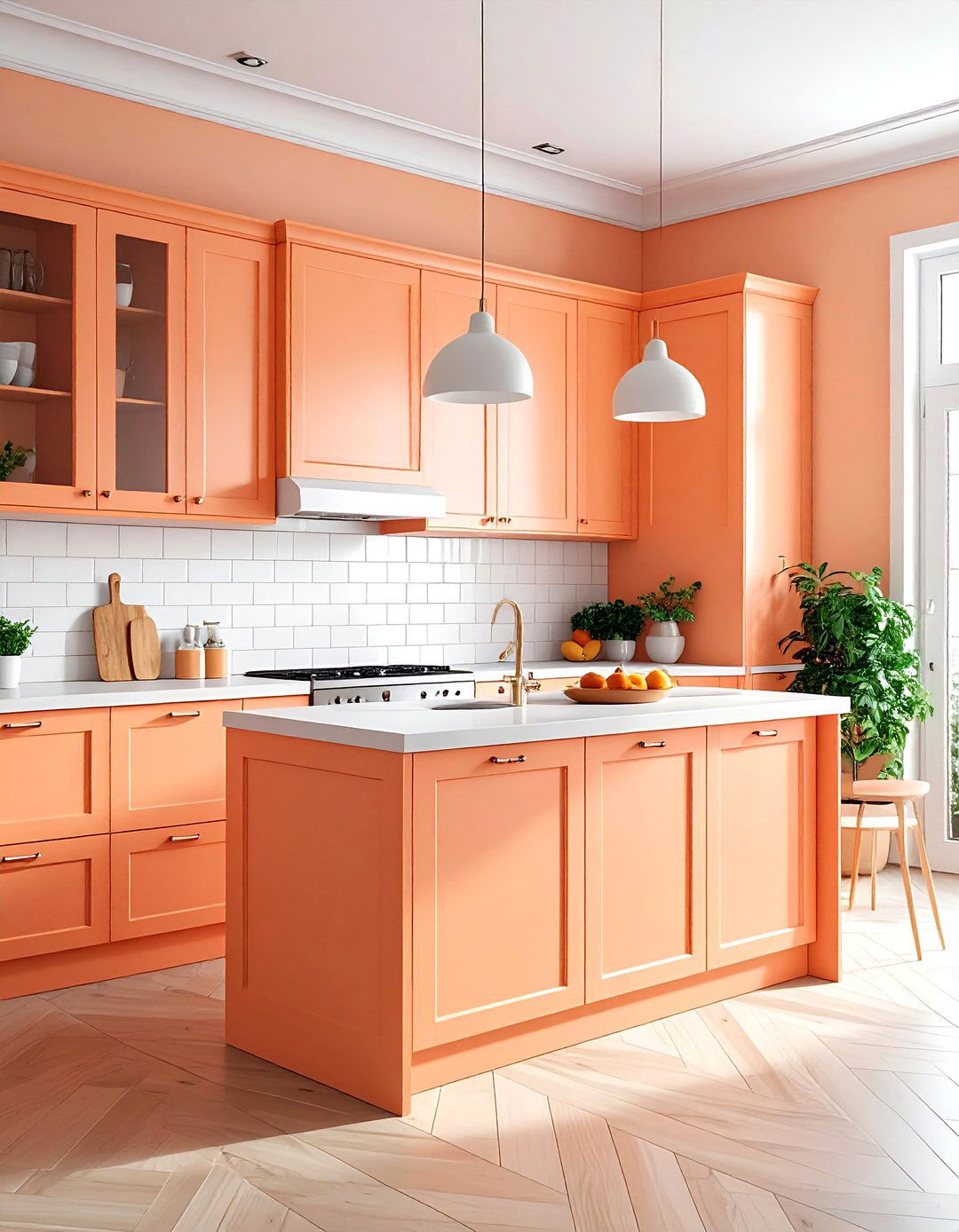 Pastel Orange Kitchen - 30 orange and white kitchen ideas