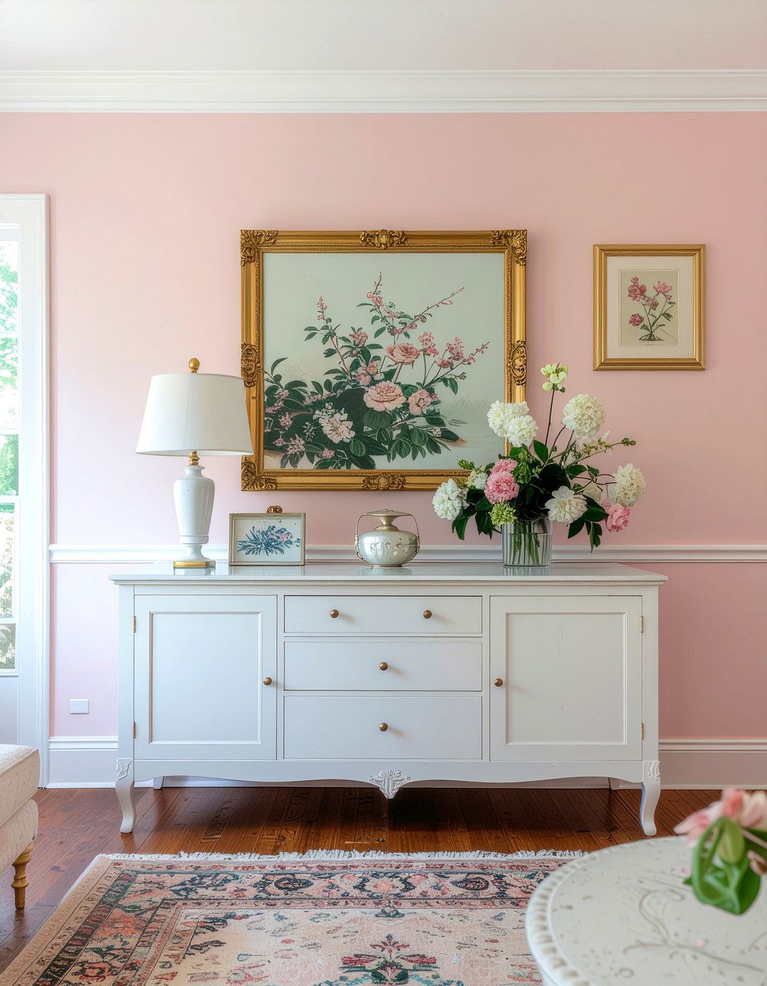 Pastel Pink Accent Wall - 30 shabby chic living room ideas