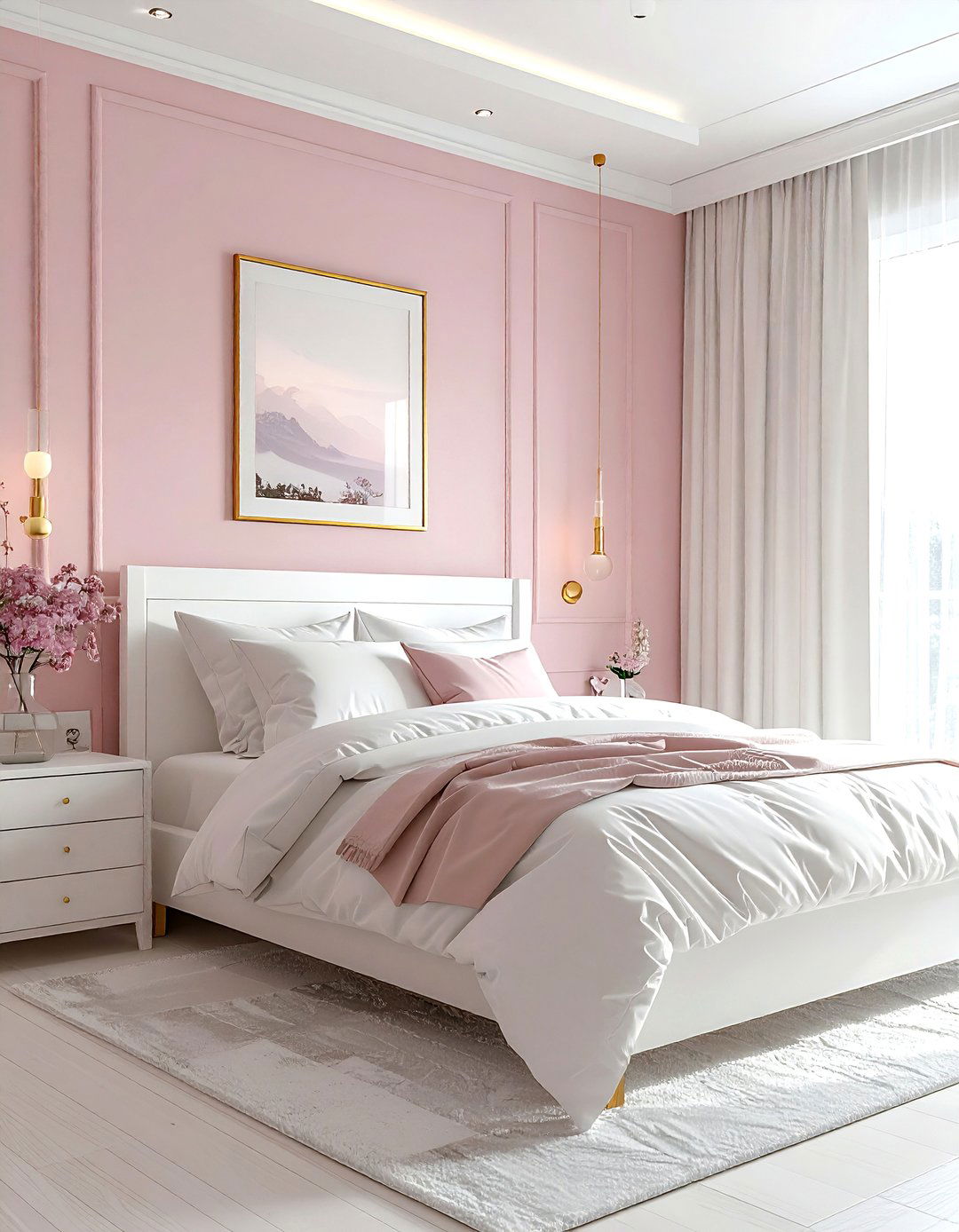 Pastel Pink Accent Walls - 30 shabby chic bedroom ideas