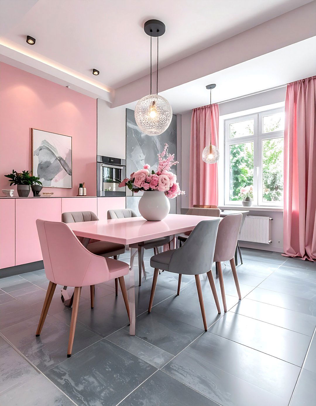 Pastel Pink And Slate Gray Dining Room - 30 pink and gray dining room ideas