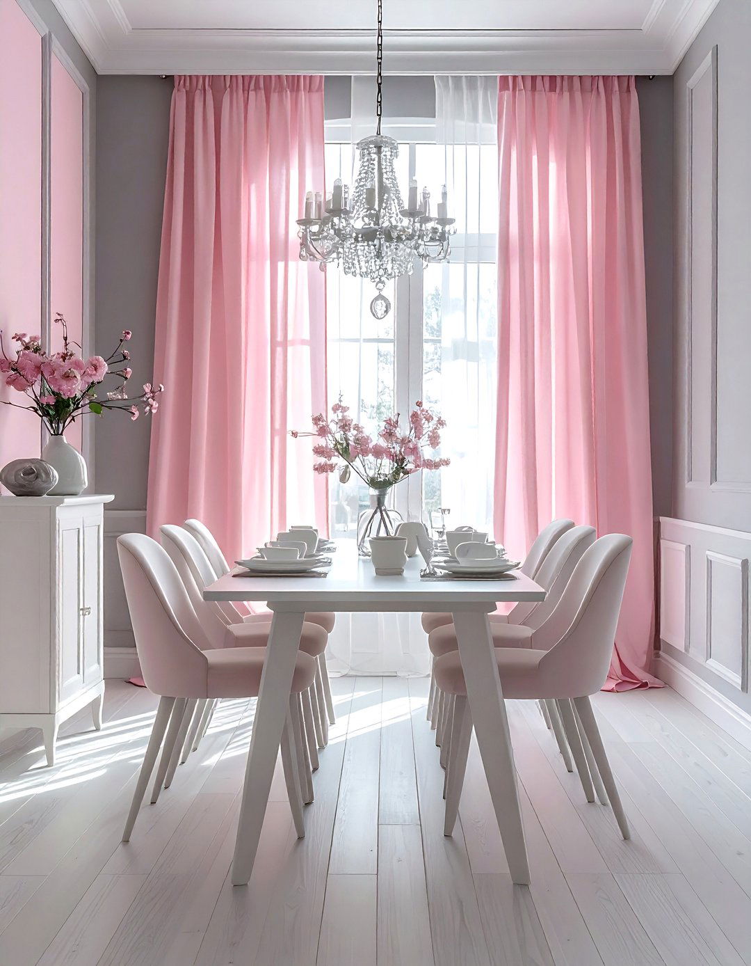 Pastel Pink Light Gray Dining Room - 30 pink gray dining room ideas