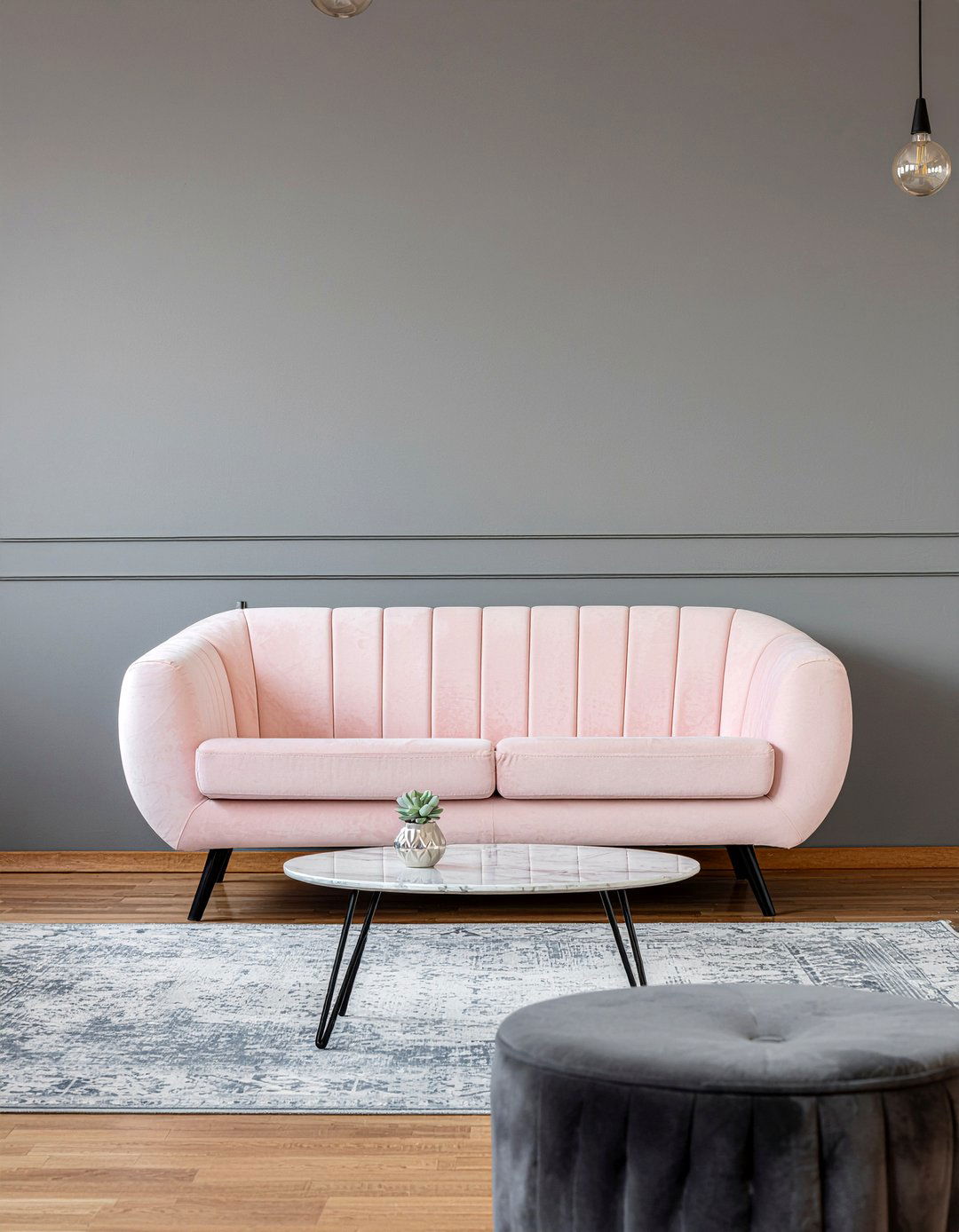 Pastel Pink Mid Century Sofa - 30 living room mid-century sofa ideas
