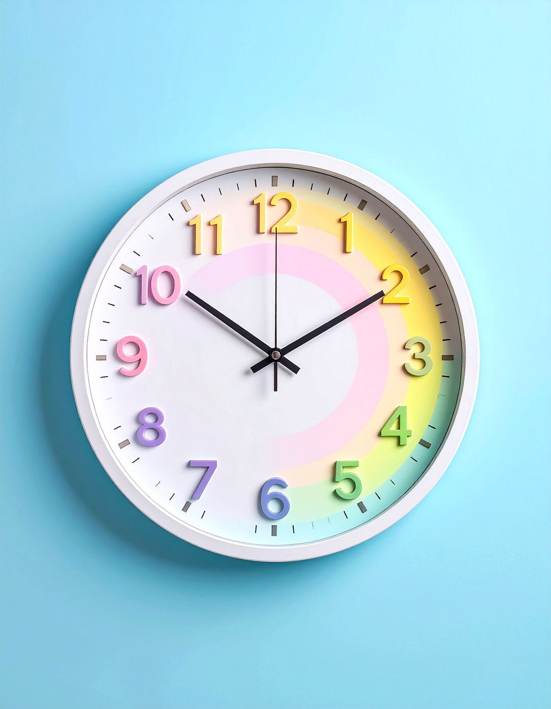Pastel Rainbow Wall Clock - 30 rainbow decor ideas
