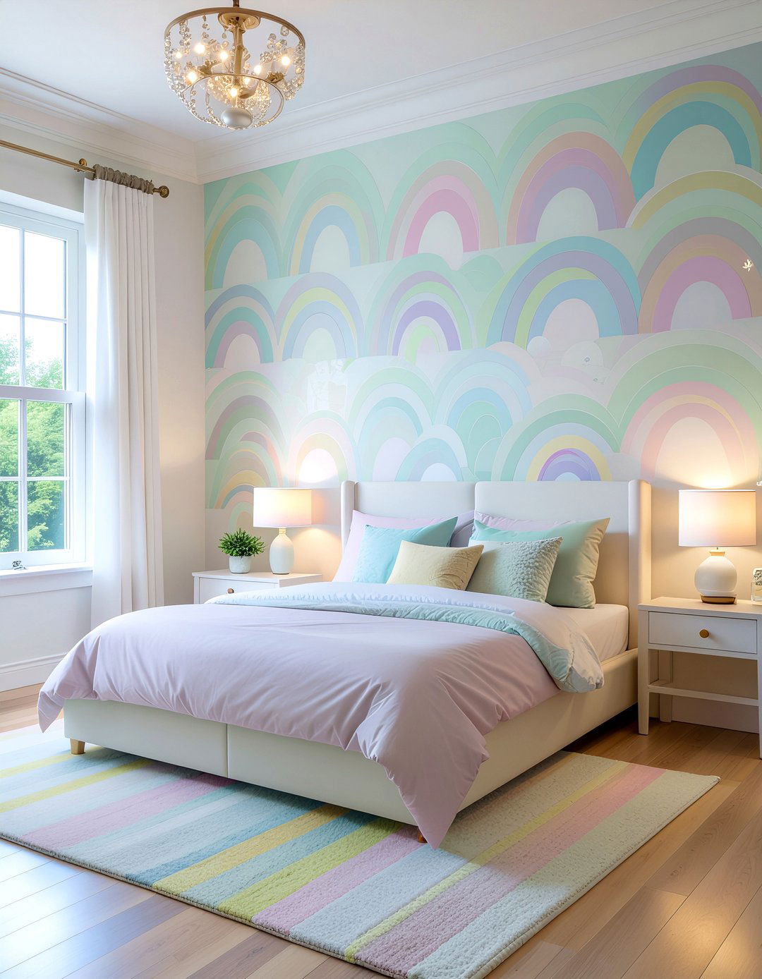 Pastel Rainbow Wallpaper - 30 rainbow bedroom ideas