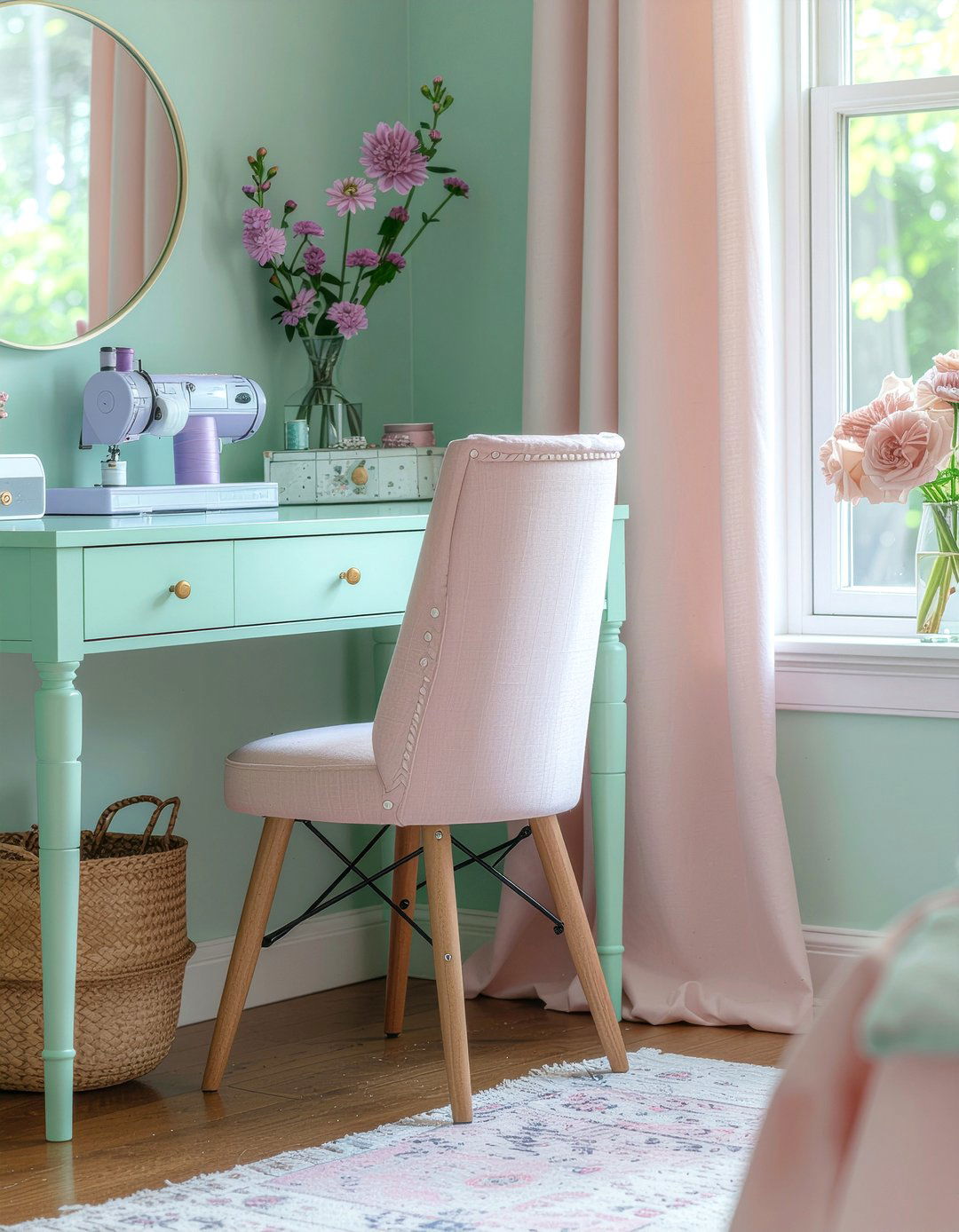 Pastel Sewing Corner - 30 bedroom sewing nook ideas