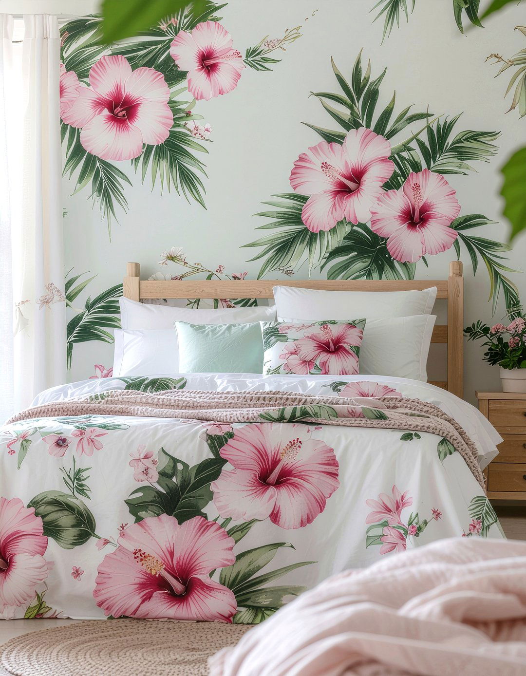 Pastel Tropical Floral - 30 bedroom tropical wallpapers