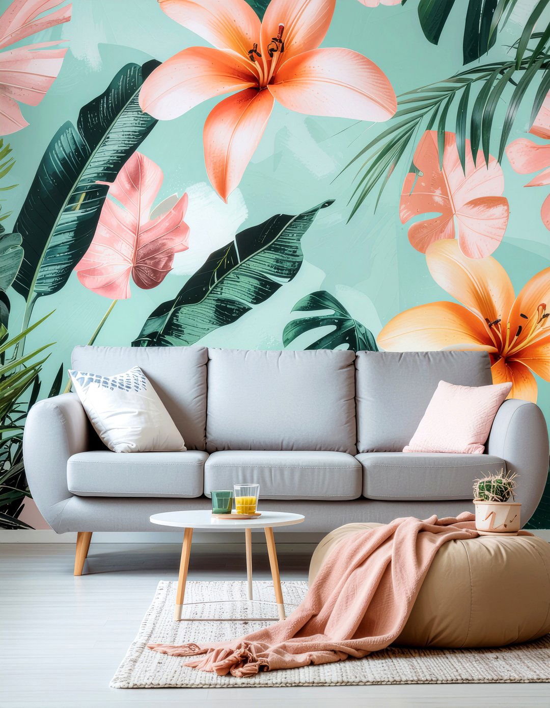 Pastel Tropical Wallpaper - 30 living room tropical wallpapers