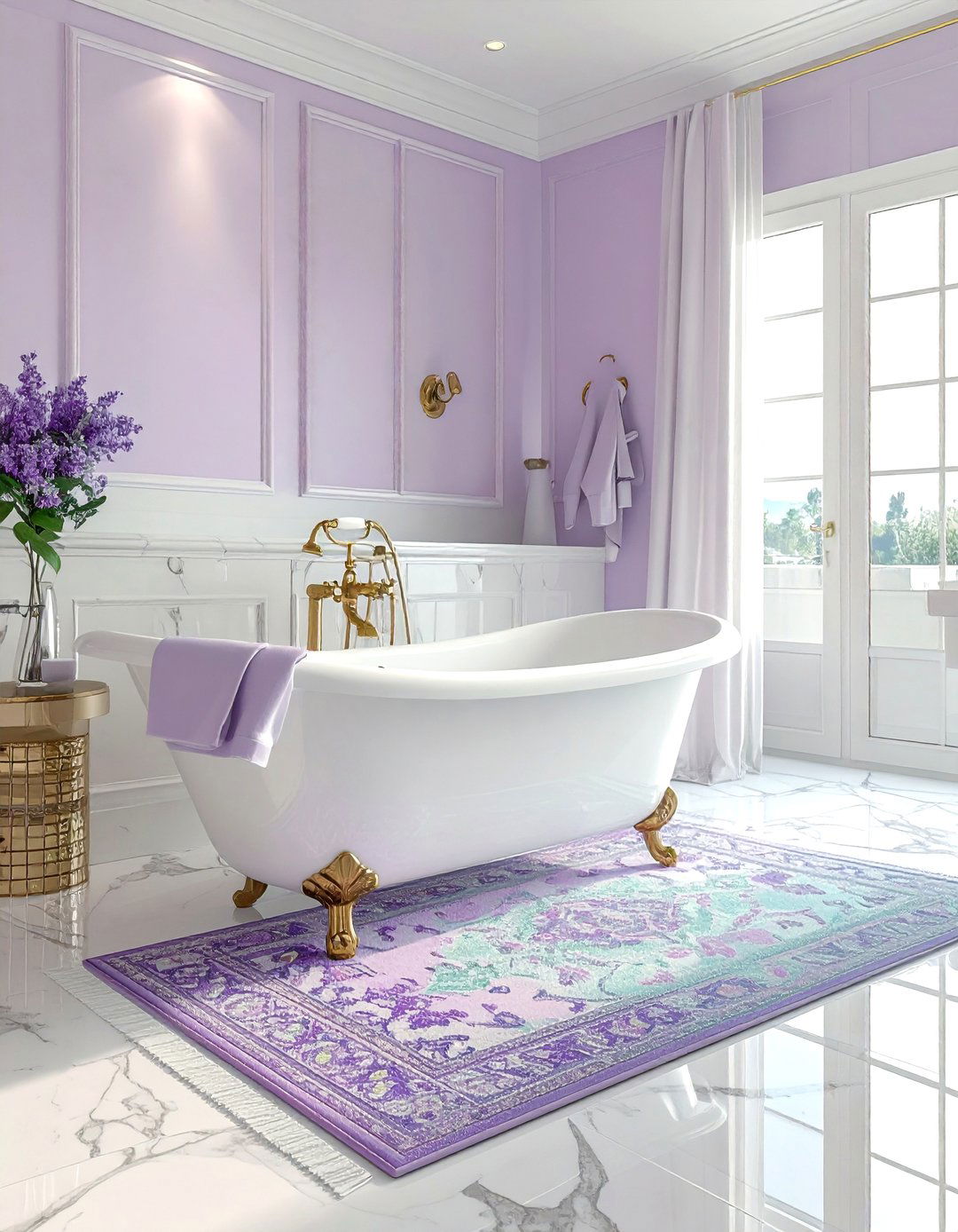Pastel Turkish rug bathroom - 30 Turkish rug ideas