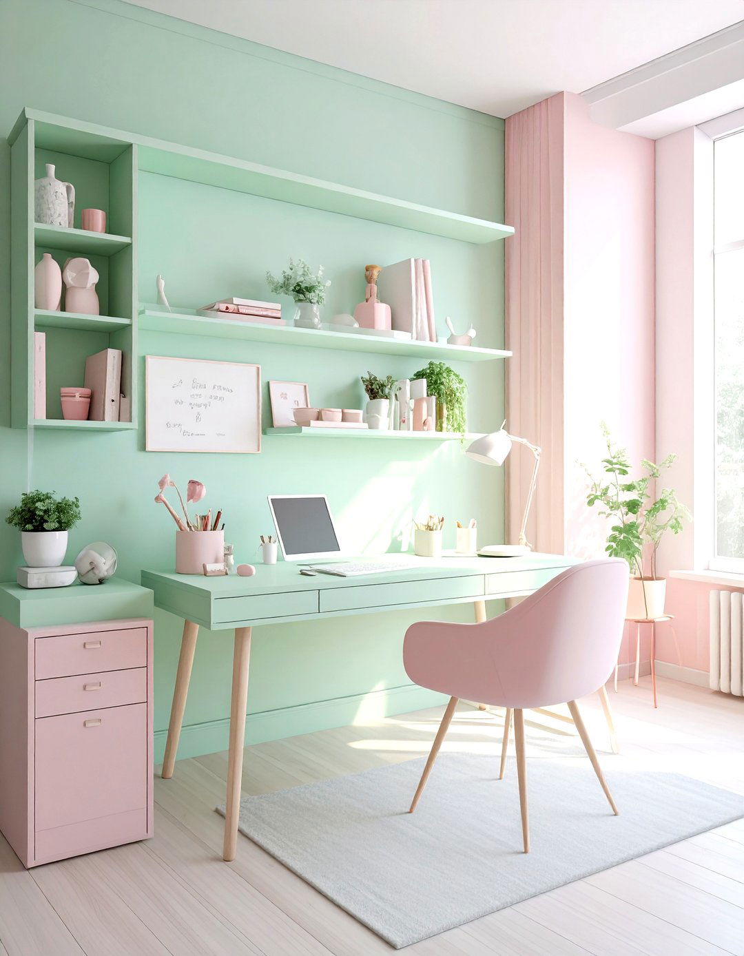 Pastel Workspace - 30 cozy office ideas