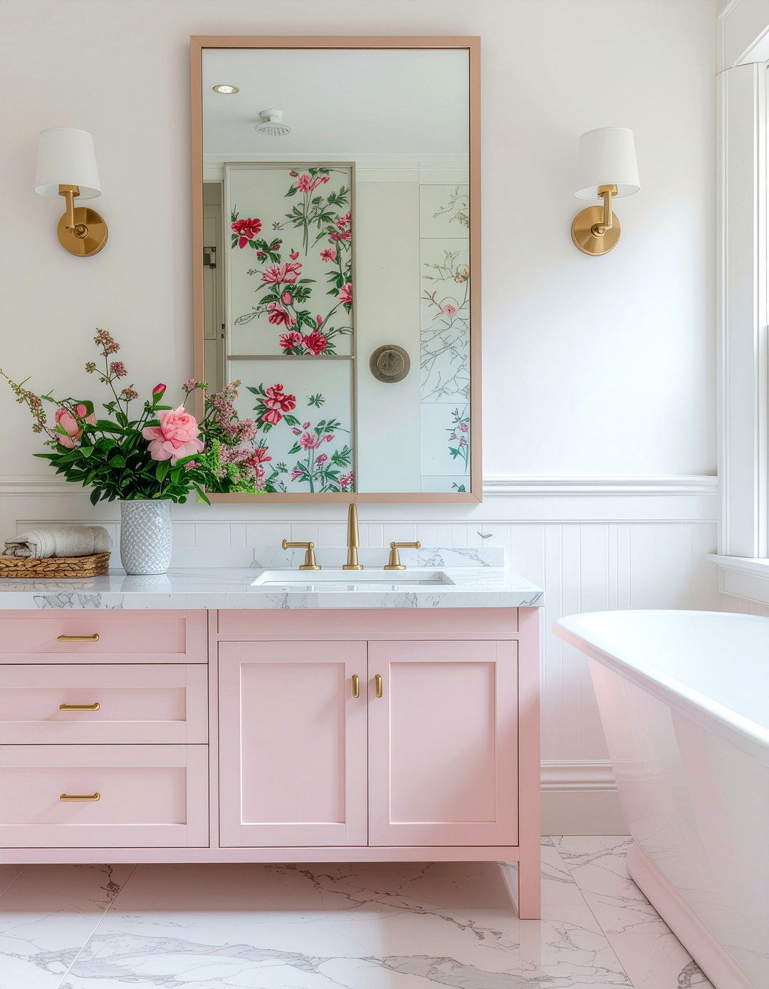 Pastel bathroom picture rail - 30 bathroom picture rail ideas