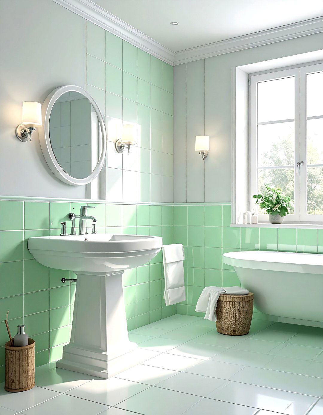 Pastel bathroom tile - 30 retro home decor ideas