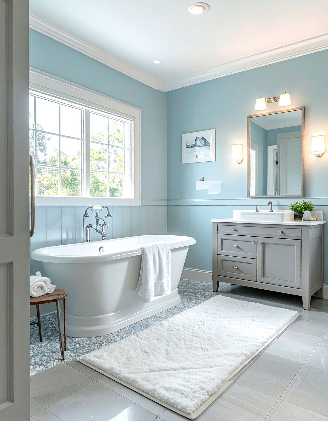 Pastel blue and light gray bathroom - 30 blue and gray bathroom ideas