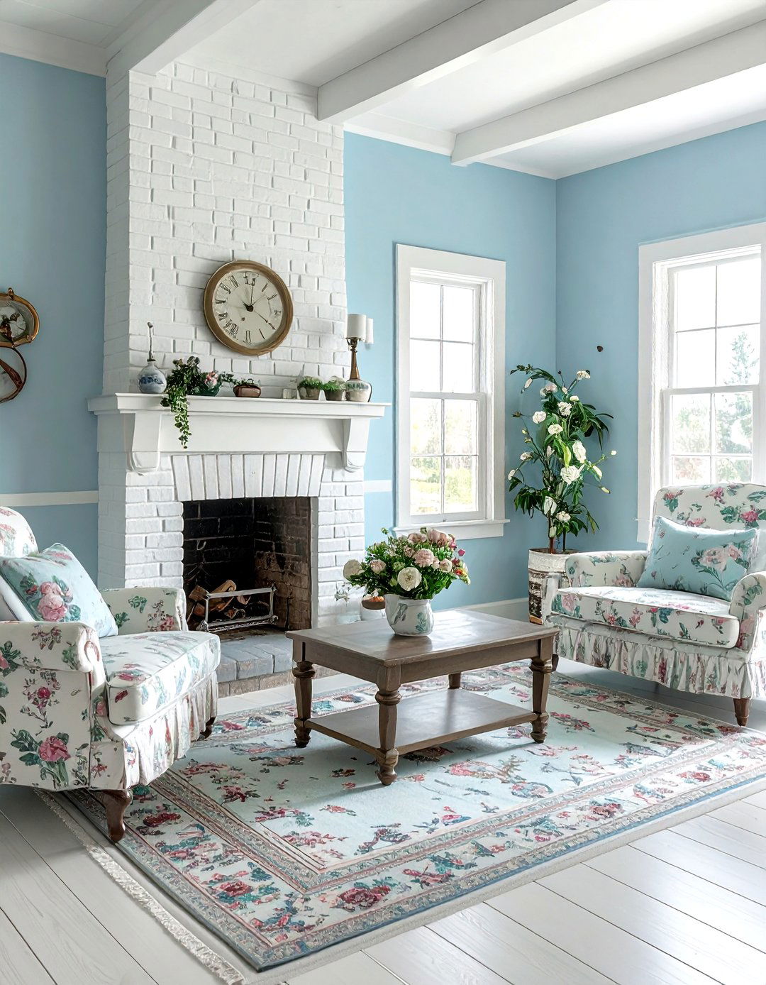 Pastel blue farmhouse living room - 30 farmhouse blue living room ideas