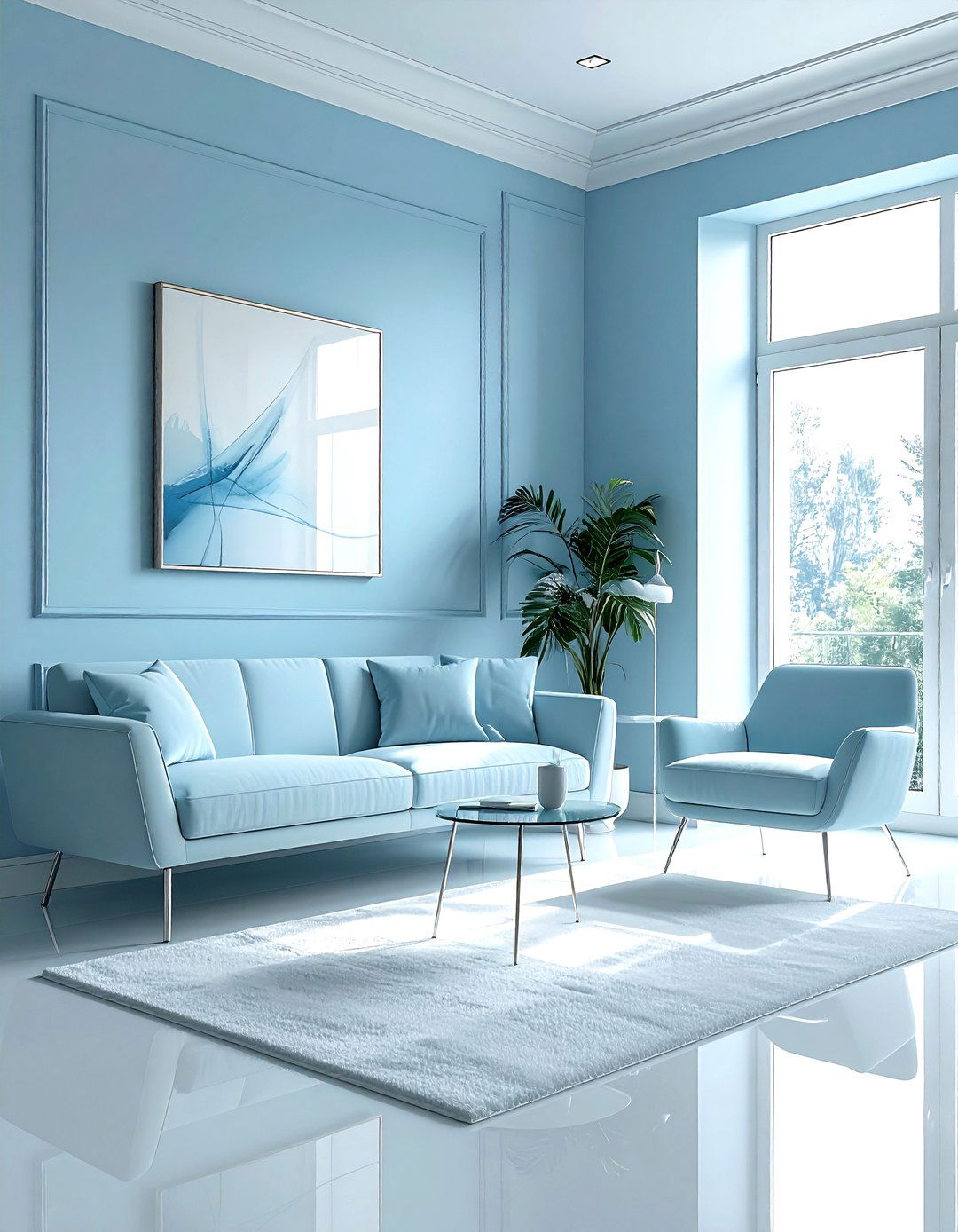 Pastel blue minimalist aesthetic - 30 minimalist blue living room ideas