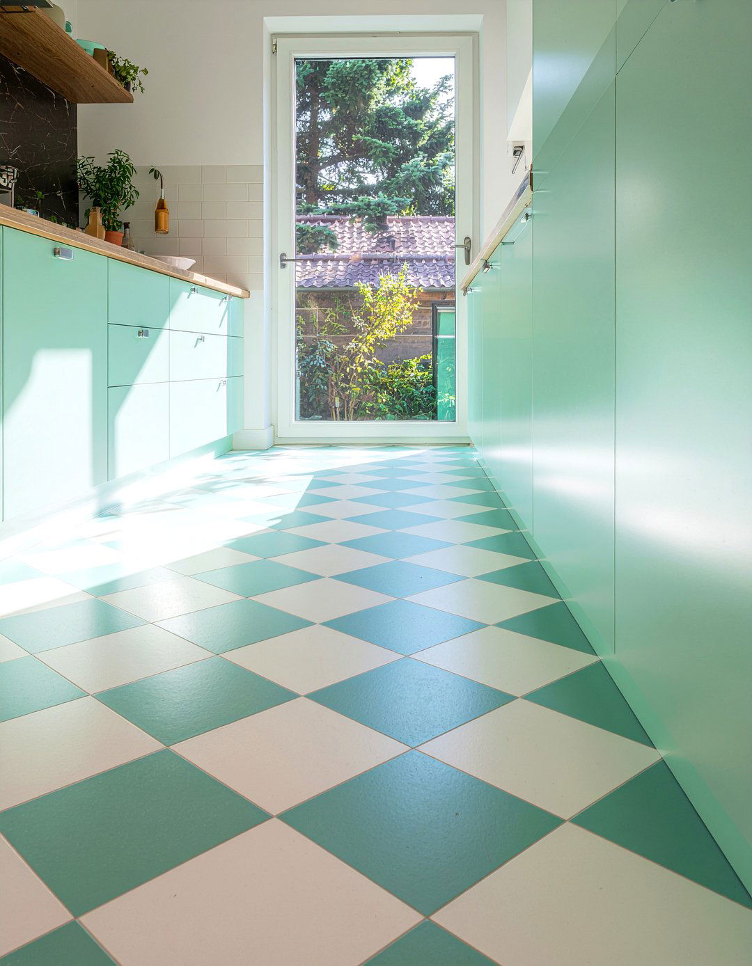 Pastel color checkerboard floor - 30 checkered floor kitchen ideas