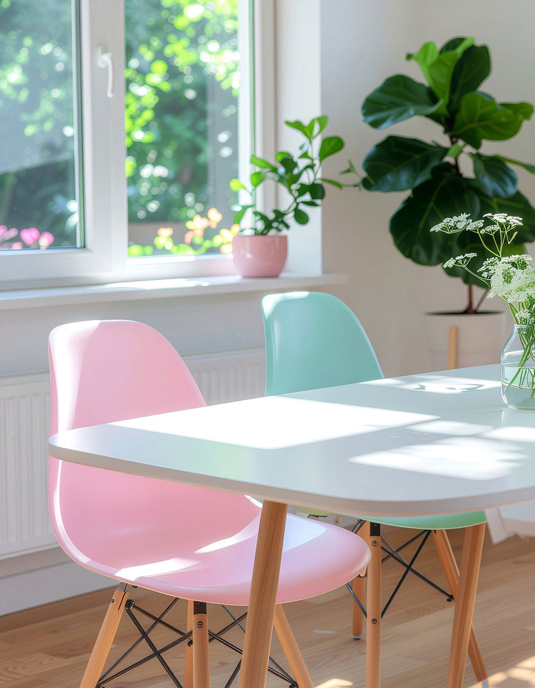 Pastel colored Eames chairs for bright room - 30 Eames dining chair ideas