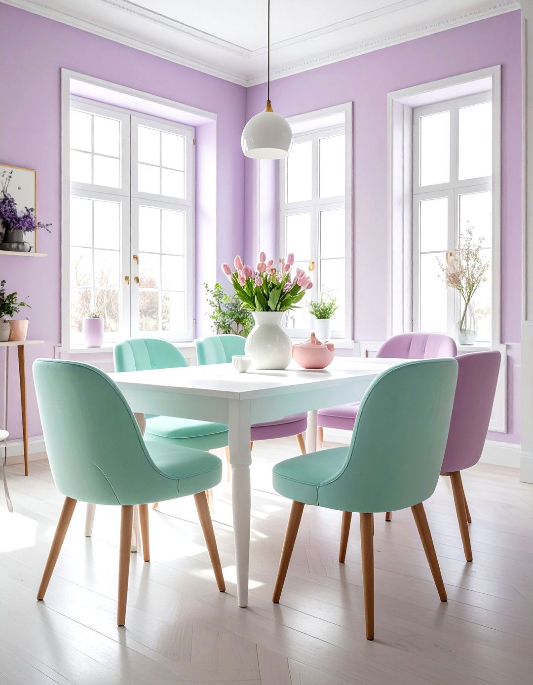 Pastel dining room seating - 30 mismatched dining chair ideas