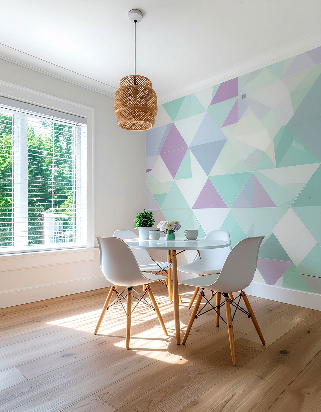 Pastel geometric wallpaper - 30 geometric wallpaper dining room ideas