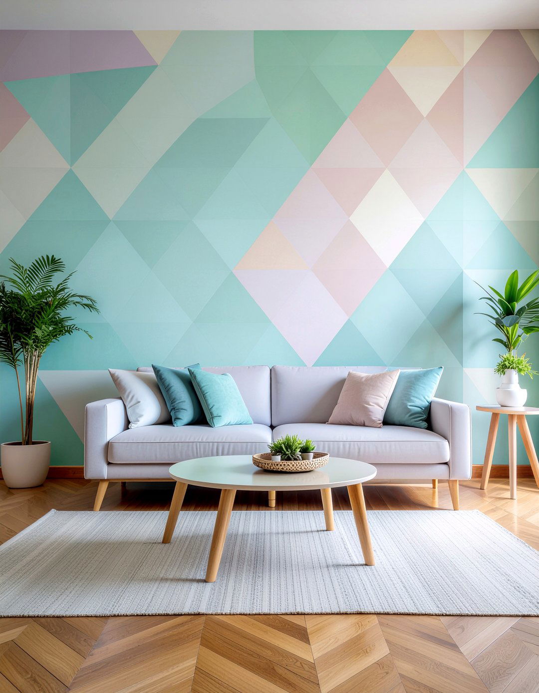 Pastel geometric wallpaper - 30 living room bold wallpapers
