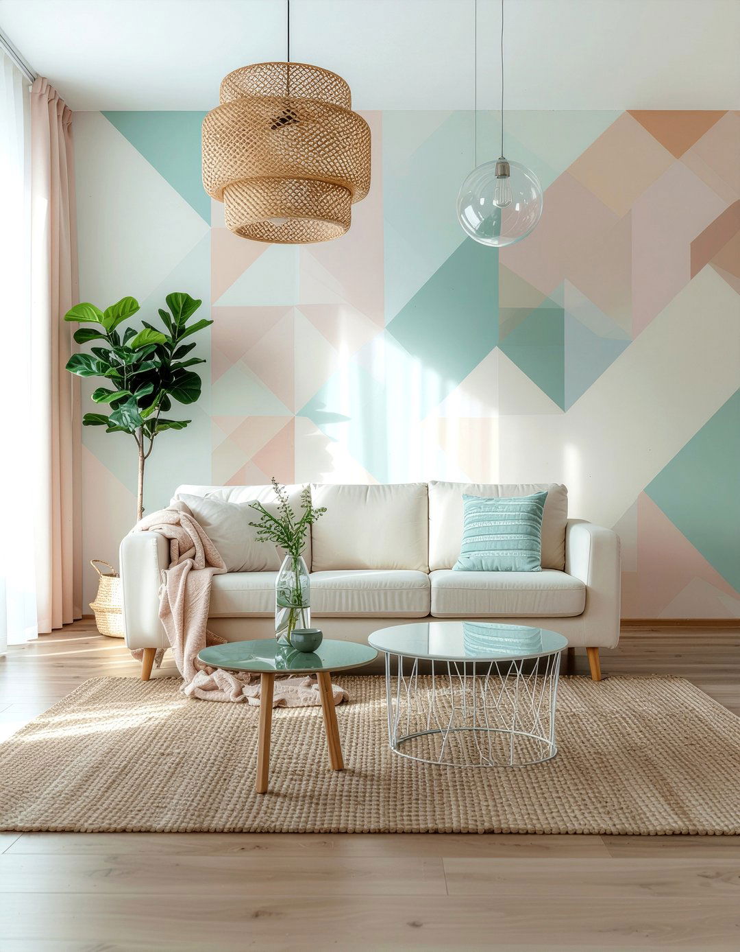 Pastel geometric wallpaper - 30 living room geometric wallpapers