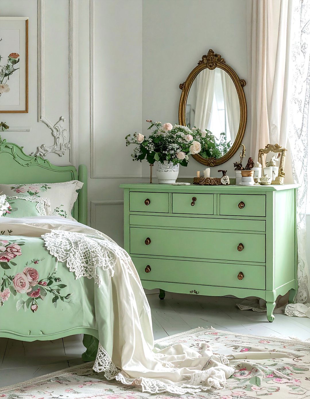Pastel green bedroom furniture - 30 bohemian green bedroom ideas