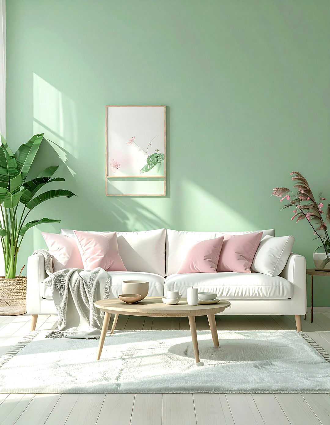 Pastel green wall - 30 living room green walls