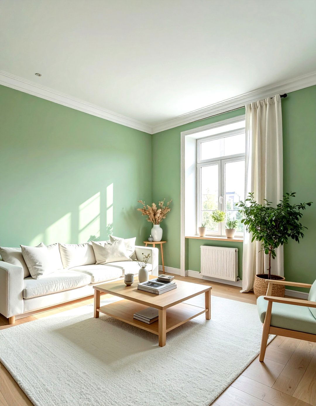 Pastel green walls - 30 minimalist green living room ideas