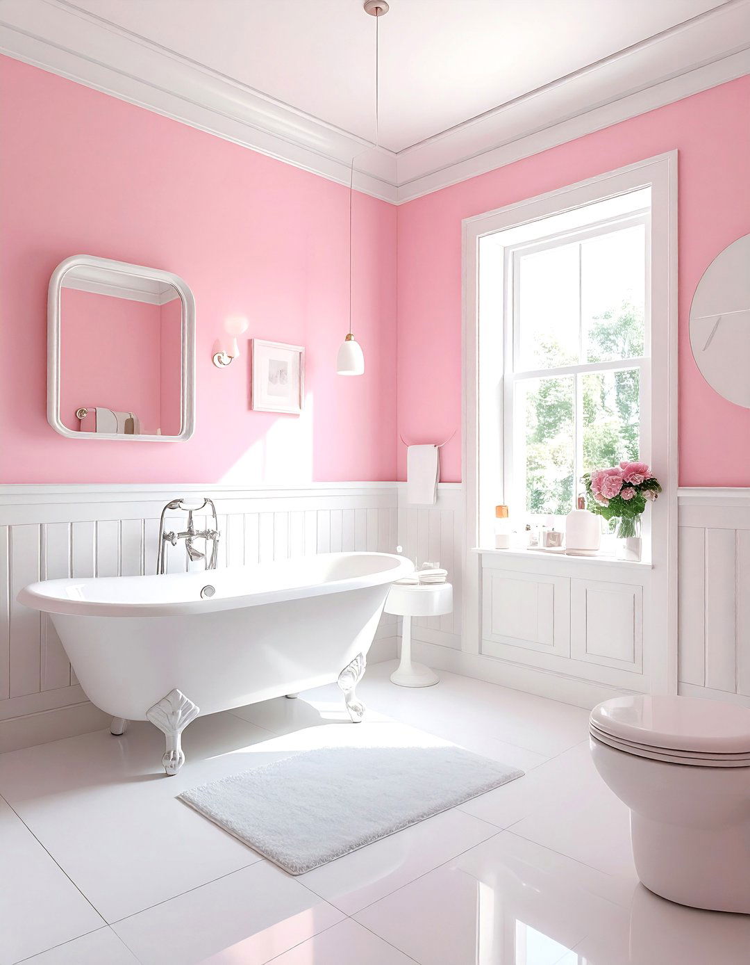 Pastel pink and white bathroom - 30 pink bathroom color schemes