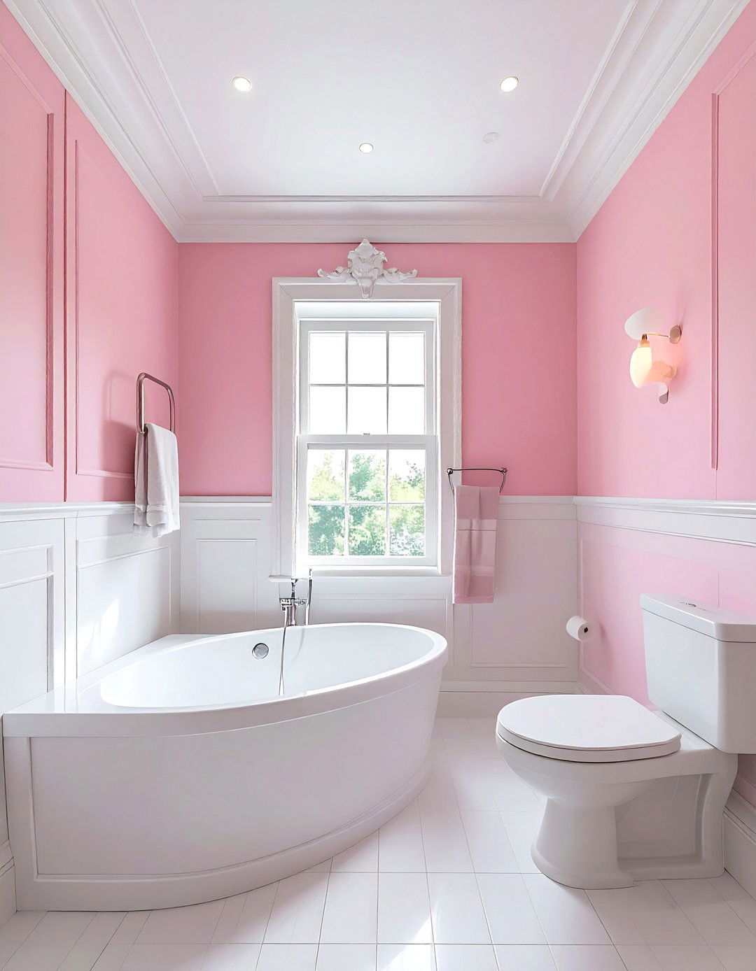 Pastel pink bathroom paint - 30 pink and white bathroom ideas