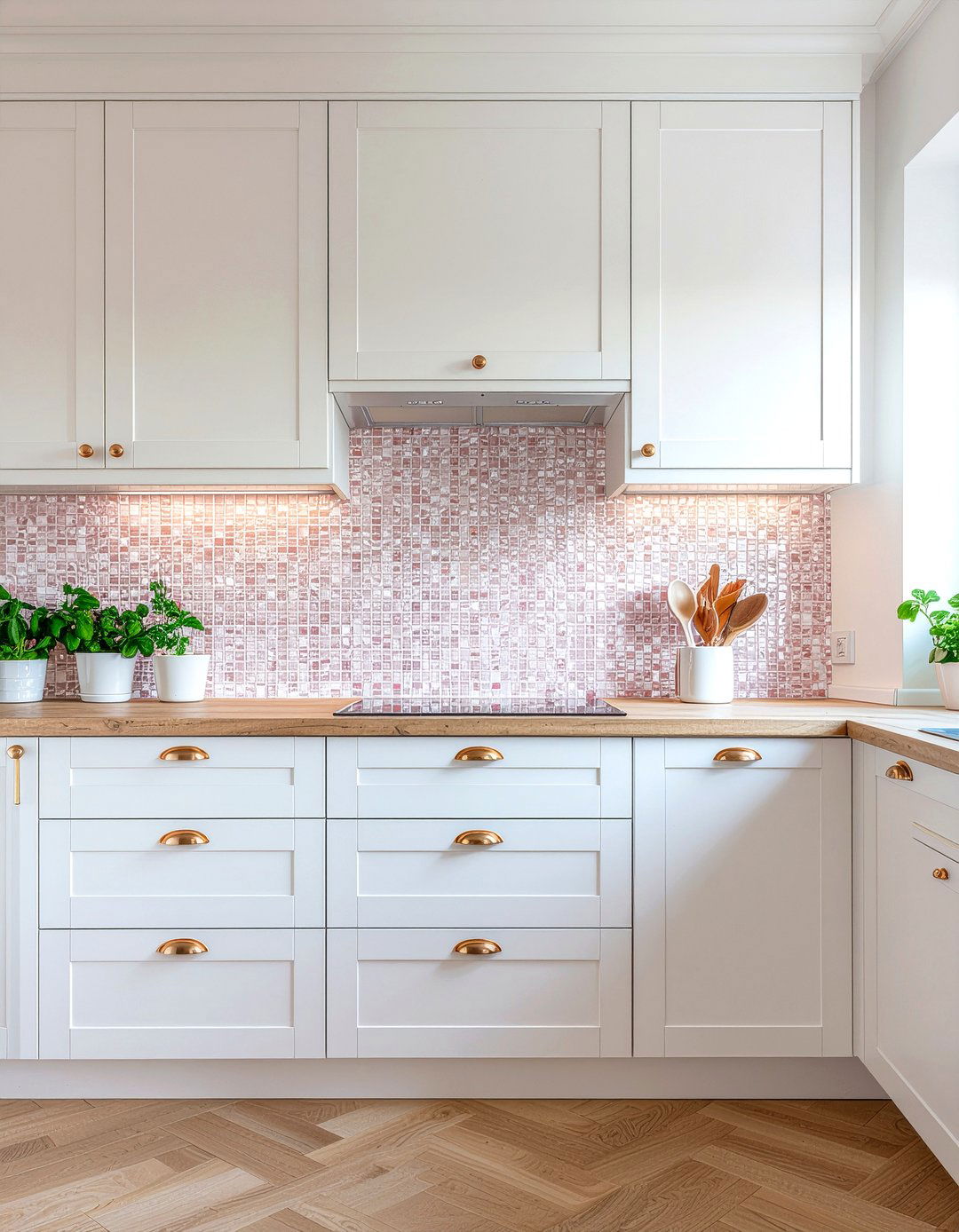Pastel pink mosaic tile - 30 mosaic tile kitchen backsplash ideas