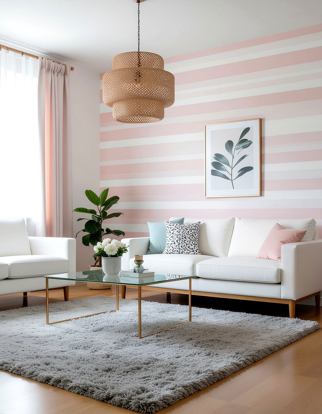 Pastel pink striped wallpaper - 30 living room striped wallpapers
