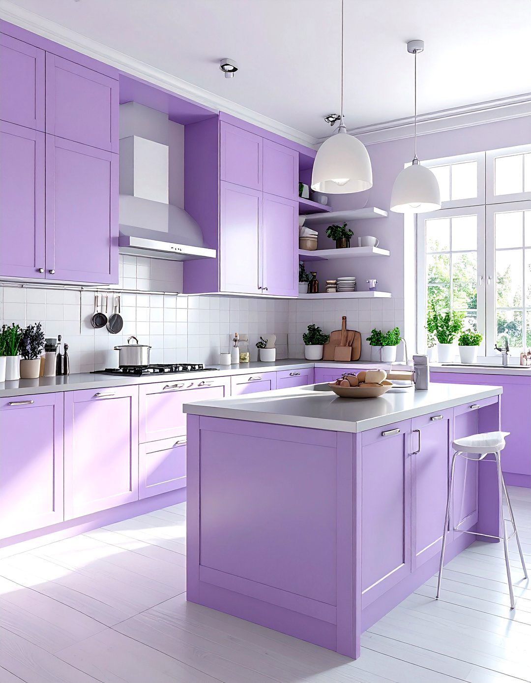 Pastel purple kitchen - 30 purple and white kitchen ideas
