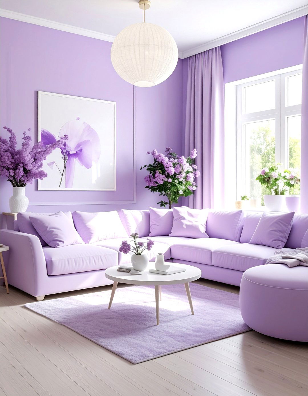 Pastel purple living room - 30 purple and white living room ideas
