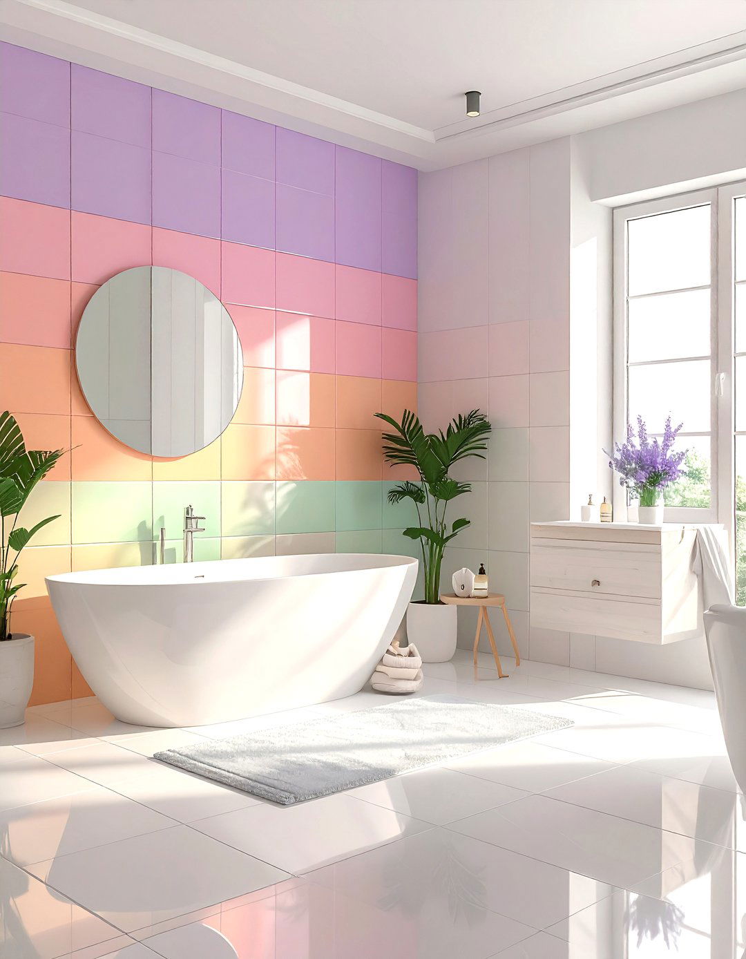 Pastel rainbow bathroom tile - 30 pastel bathroom ideas