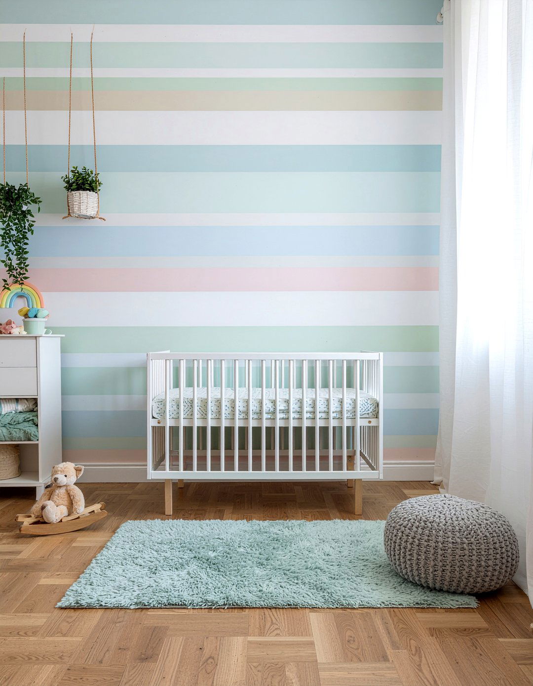 Pastel rainbow stripe wallpaper - 30 bedroom striped wallpapers