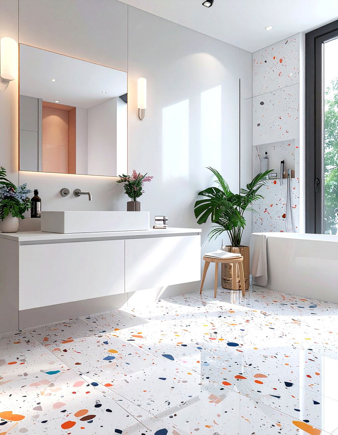 Pastel terrazzo bathroom flooring - 30 pastel bathroom ideas