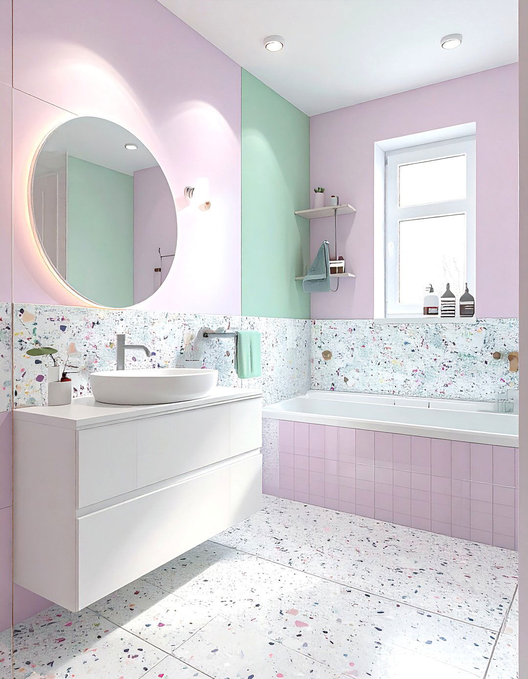 Pastel terrazzo bathroom - 30 terrazzo tile bathroom ideas