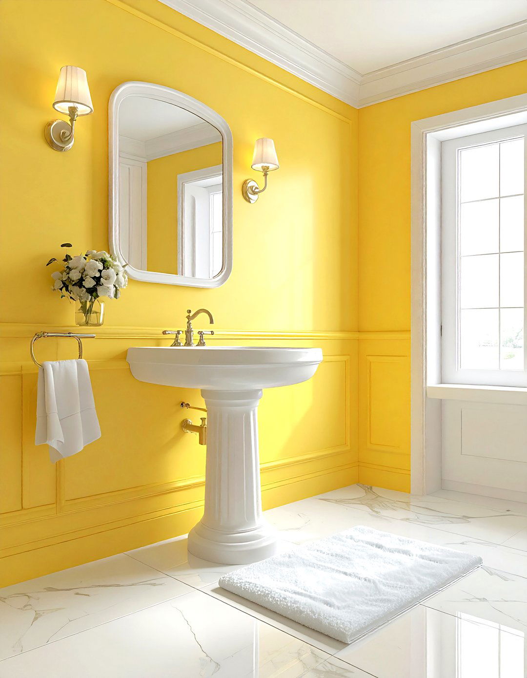 Pastel yellow bathroom - 30 yellow and white bathroom ideas