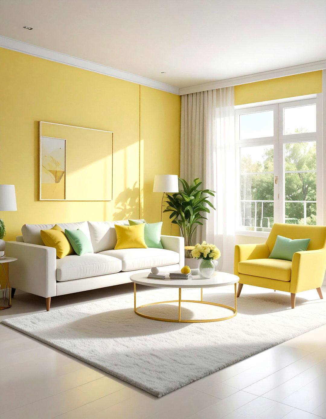 Pastel yellow living room - 30 yellow and white living room ideas