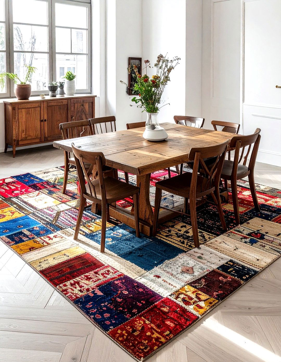 Patchwork area rug - 30 colorful rug ideas