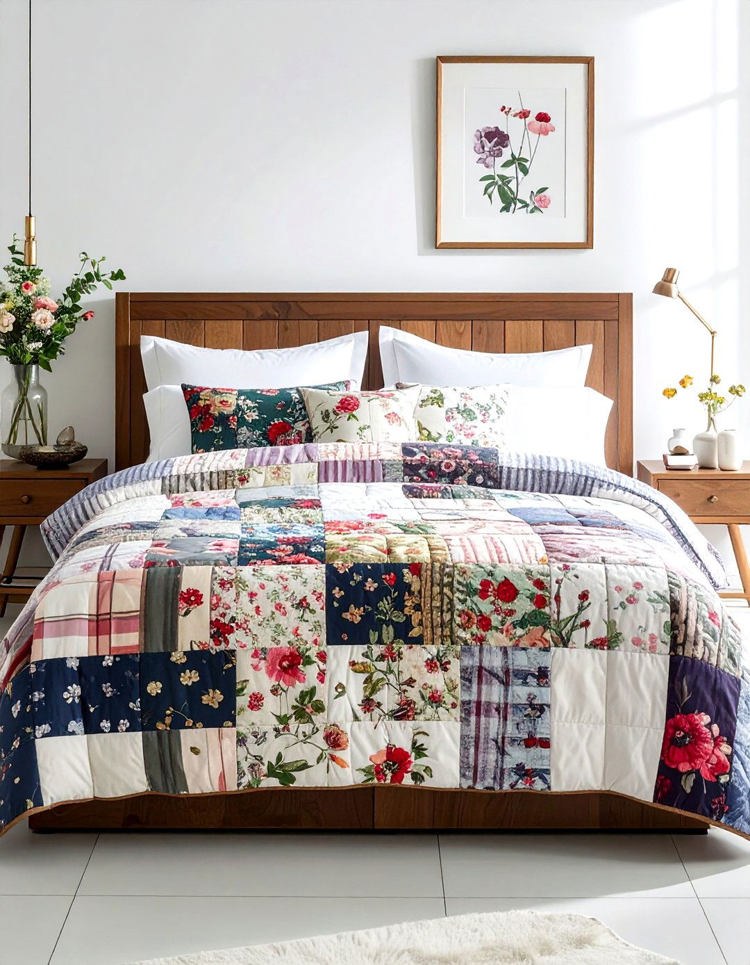 Patchwork quilt bedding - 30 handmade decor ideas