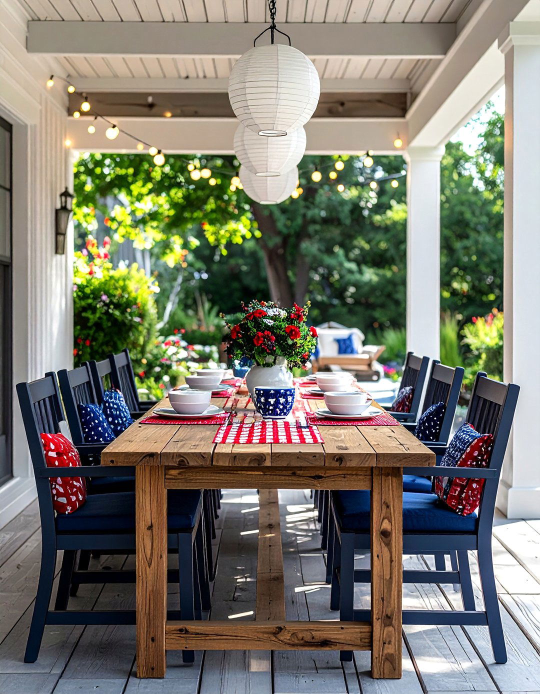 Patriotic outdoor dining area - 30 patriotic decor ideas