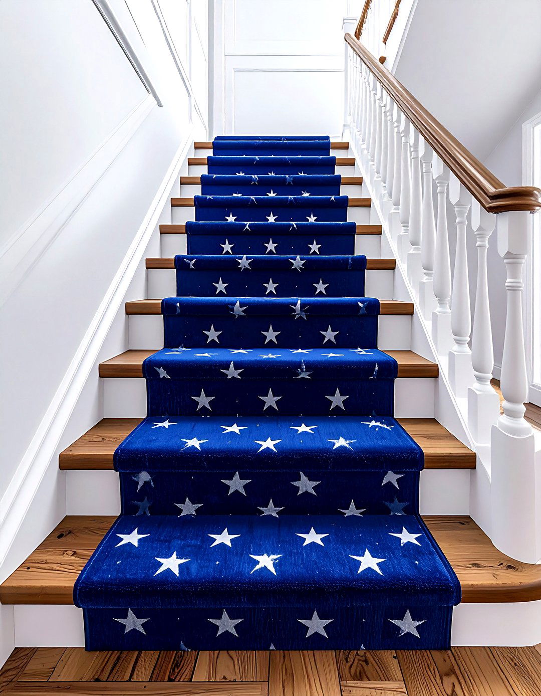 Patriotic staircase runner - 30 patriotic decor ideas