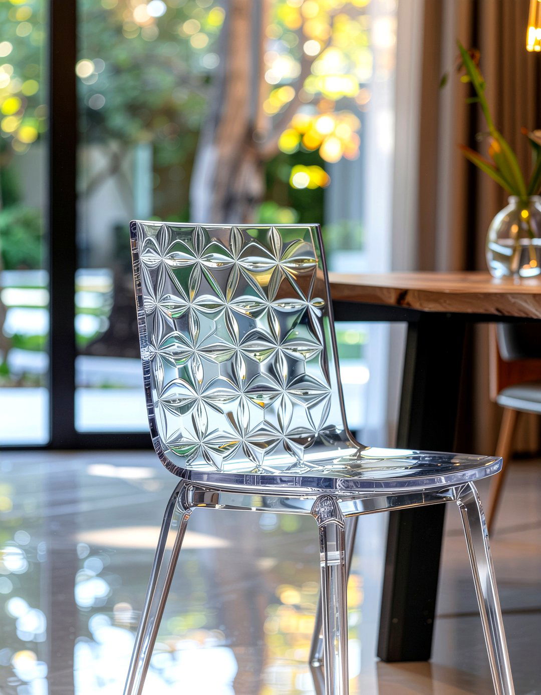 Patterned Acrylic Chair - 30 acrylic dining chair ideas