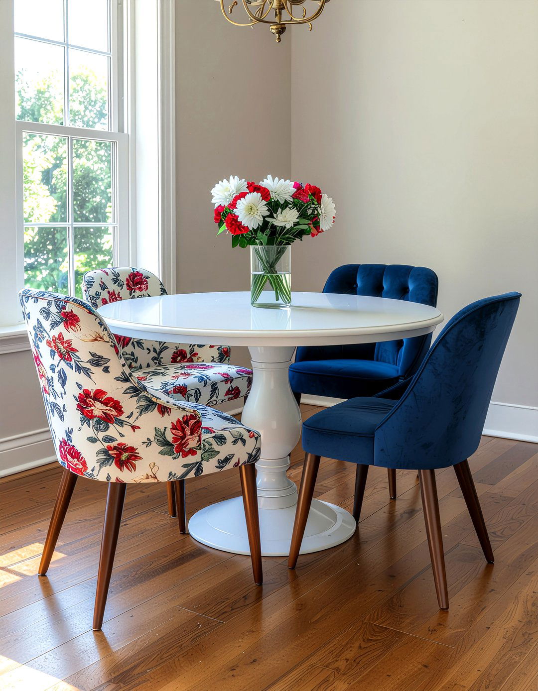 Patterned And Solid Upholstery - 30 mixed dining chair ideas