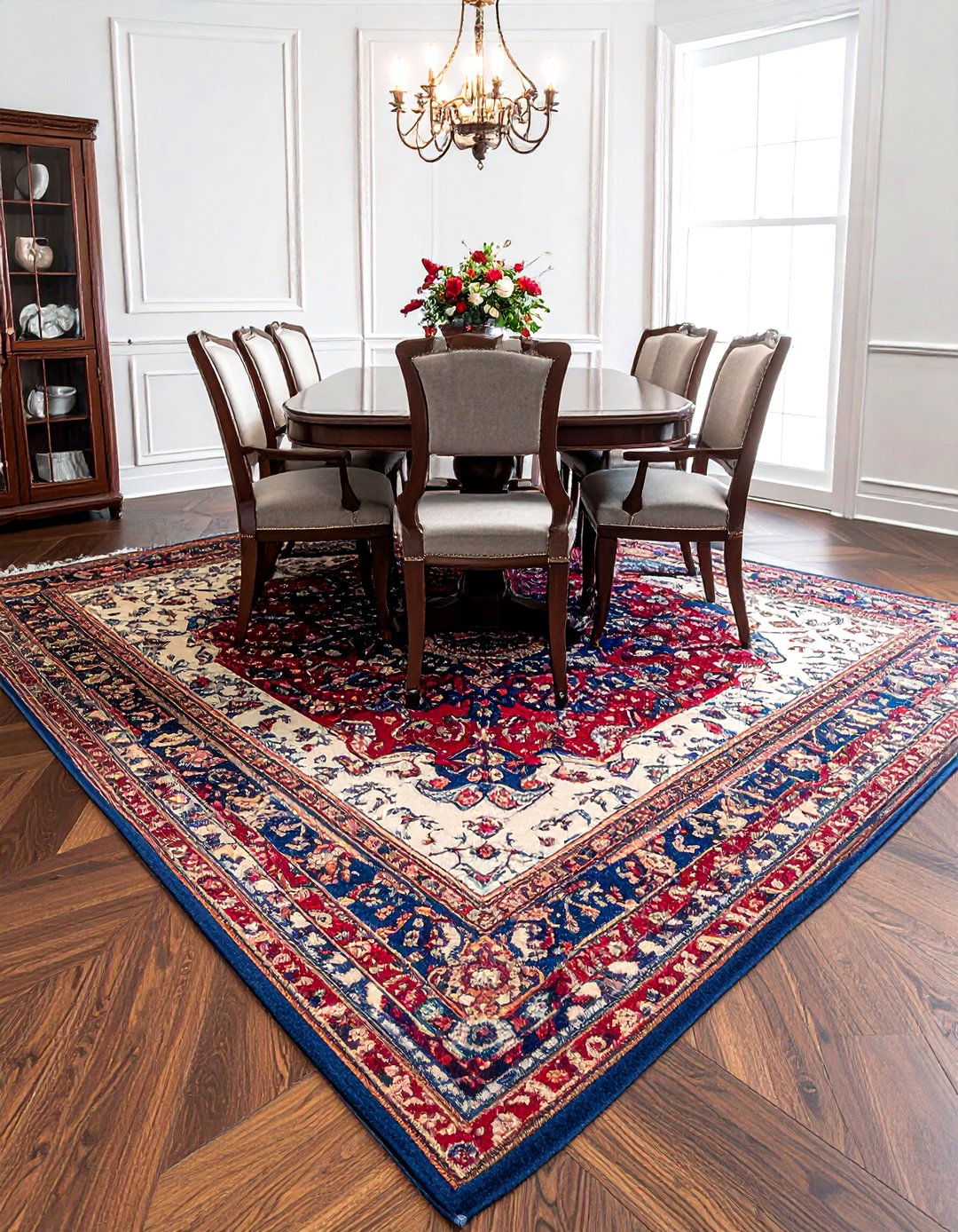 Patterned Area Rug Under Table - 30 stately dining room ideas